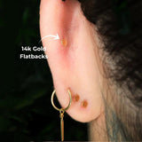 14K Solid Gold 3-Prong Gem Helix Earring - Internally Threaded Cartilage Piercing