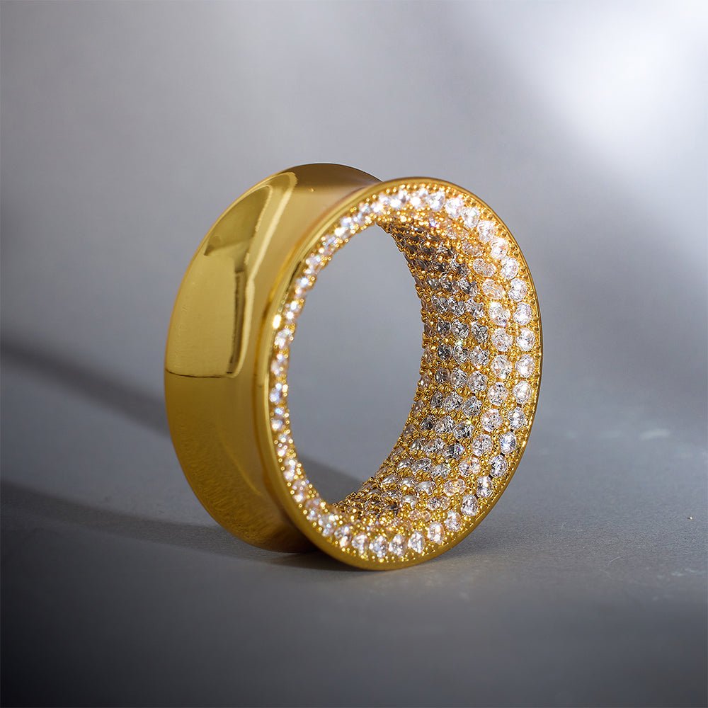 14K Stars Shining Moissanite Ear Gauge Tunnel（2Pcs） - AKAK BODYJEWELRY - ear - tunnel