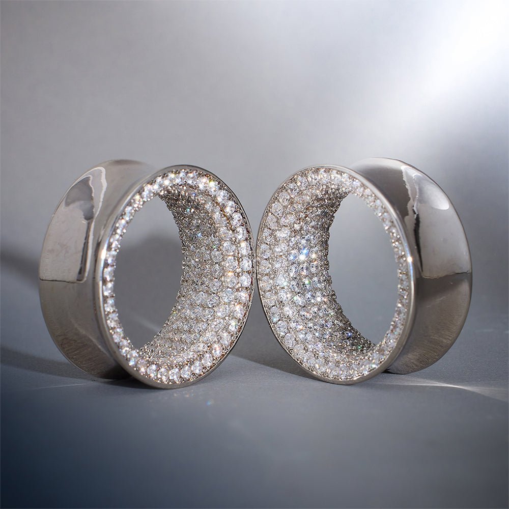 14K Stars Shining Moissanite Ear Gauge Tunnel（2Pcs） - AKAK BODYJEWELRY - ear - tunnel