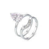 4 Carat Pear - Cut S925 Moissanite Ring Set - AKAK BODYJEWELRY - ear - tunnel