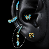 Titanium Blue CZ Romantic Statement Piercing Jewelry | 1PC