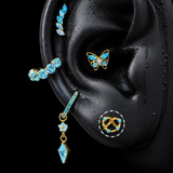 Titanium Blue CZ Romantic Statement Piercing Jewelry | 1PC