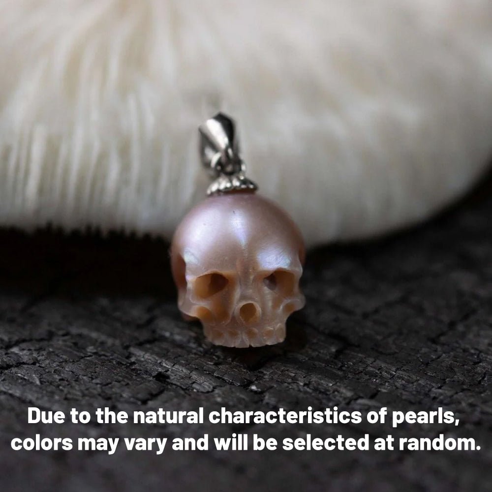 AKAK Eerie Elegance Pearl Skull S925 Silver Necklace - AKAK BODYJEWELRY - ear - tunnel