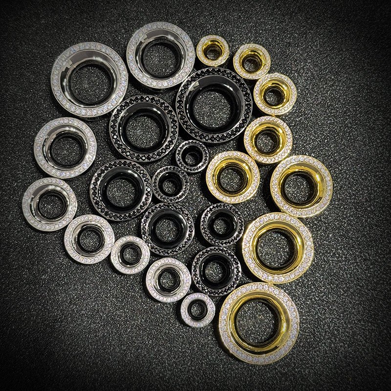 AKAK S925 Plated Celestial Halo Dual Zircon Ear Gauge Tunnel (2Pcs) - AKAK BODYJEWELRY - ear - tunnel