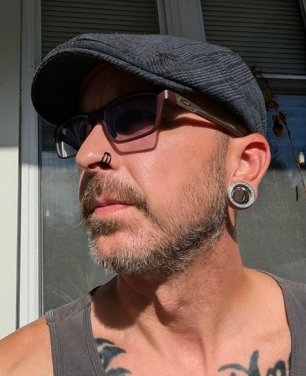 AKAK S925 Plated Celestial Halo Dual Zircon Ear Gauge Tunnel (2Pcs) - AKAK BODYJEWELRY-ear-tunnel