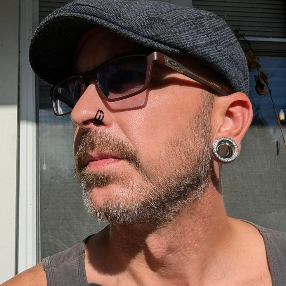 AKAK S925 Plated Celestial Halo Dual Zircon Ear Gauge Tunnel (2Pcs) - AKAK BODYJEWELRY-ear-tunnel