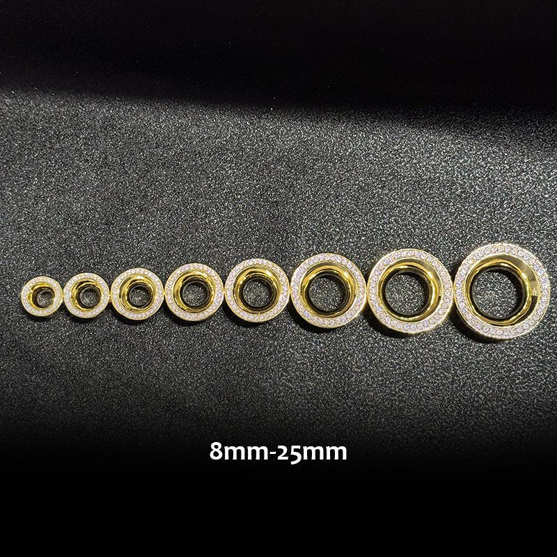 AKAK S925 Plated Celestial Halo Dual Zircon Ear Gauge Tunnel (2Pcs) - AKAK BODYJEWELRY - ear - tunnel