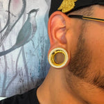 AKAK S925 Plated Celestial Halo Dual Zircon Ear Gauge Tunnel (2Pcs) - AKAK BODYJEWELRY-ear-tunnel
