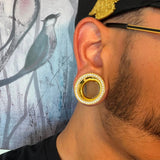 AKAK S925 Plated Celestial Halo Dual Zircon Ear Gauge Tunnel (2Pcs) - AKAK BODYJEWELRY-ear-tunnel