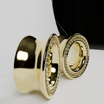 AKAK S925 Plated Luxury Moissanite Paved Ear Tunnels Plugs – Black & Gold Body Jewelry - AKAK BODYJEWELRY-ear-tunnel