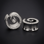 AKAK S925 Plated Spiral Moissanite Ear Gauge Tunnels (2Pcs) - AKAK BODYJEWELRY-ear-tunnel