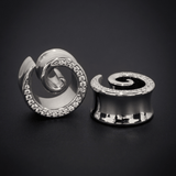 AKAK S925 Plated Spiral Moissanite Ear Gauge Tunnels (2Pcs) - AKAK BODYJEWELRY-ear-tunnel
