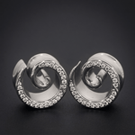 AKAK S925 Plated Spiral Moissanite Ear Gauge Tunnels (2Pcs) - AKAK BODYJEWELRY-ear-tunnel