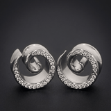 AKAK S925 Plated Spiral Moissanite Ear Gauge Tunnels (2Pcs) - AKAK BODYJEWELRY-ear-tunnel
