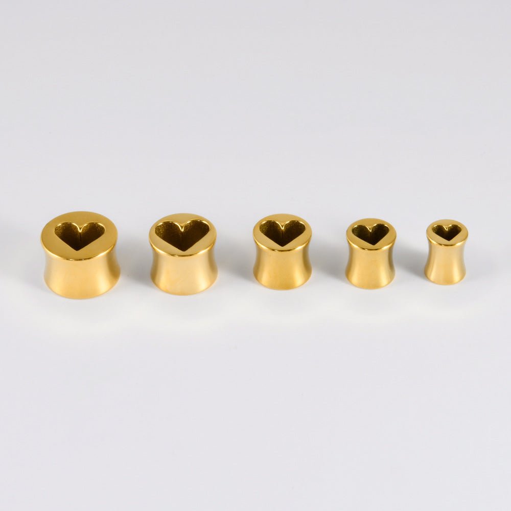 AKAK Stainless Steel Love Ear Tunnel Plug (2Pcs) - AKAK BODYJEWELRY - ear - tunnel