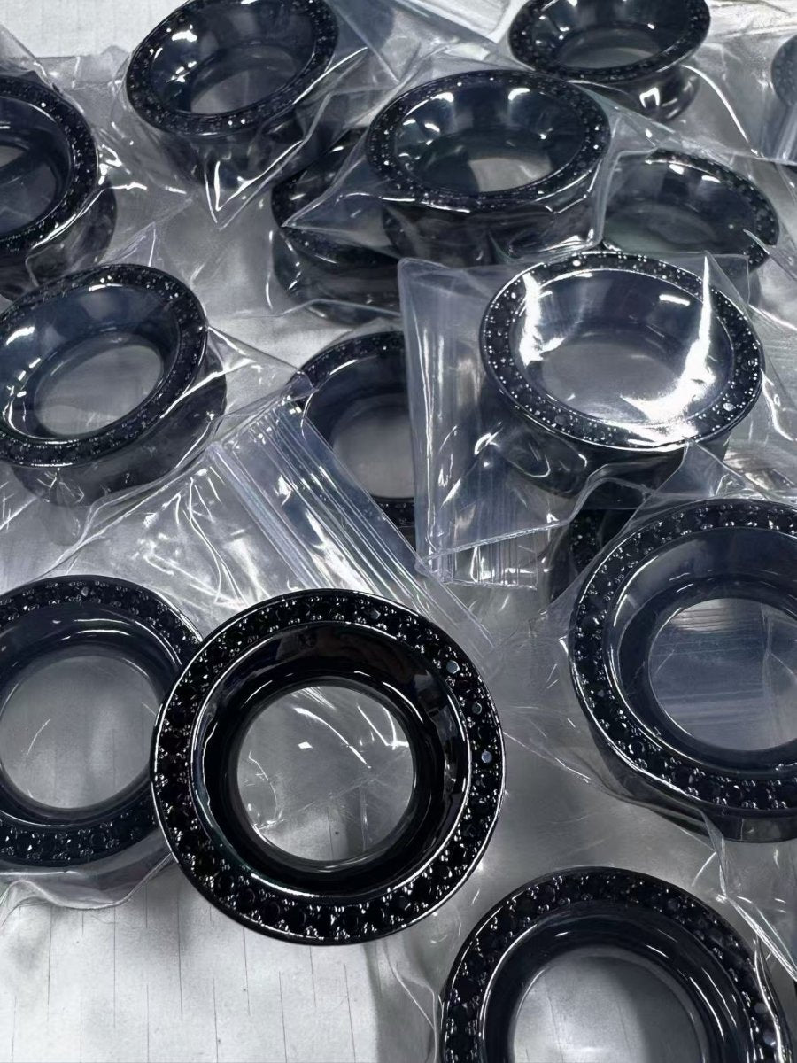 AKAK Tungsten Steel Black Zircon Celestial Halo Dual Ear Gauge Tunnel (2Pcs) - AKAK BODYJEWELRY-ear-tunnel