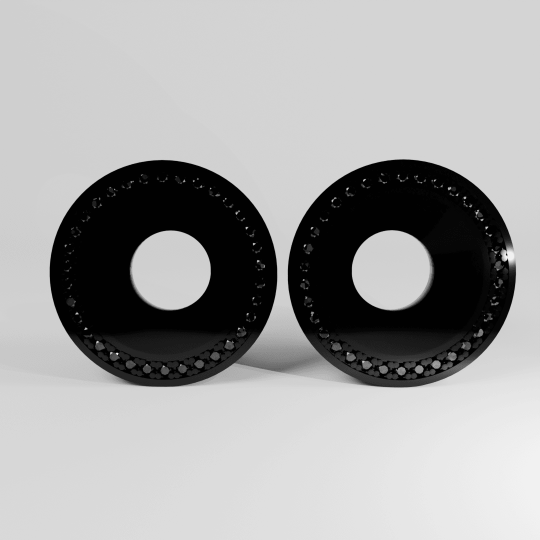 AKAK Tungsten Steel Black Zircon Celestial Halo Dual Ear Gauge Tunnel (2Pcs) - AKAK BODYJEWELRY-ear-tunnel