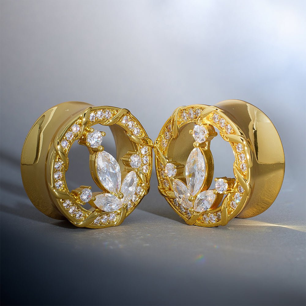 Anchor of Ocean Zircon 14K Ear Gauge Tunnel (2Pcs) - AKAK BODYJEWELRY - ear - tunnel