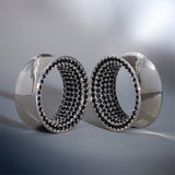 Black Spinel S925 Silver Stars Shining Ear Gauge Tunnel(2Pcs) - AKAK BODYJEWELRY - ear - tunnel