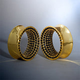 Black Zircon 8K Stars Shining Ear Gauge Tunnel(2Pcs) - AKAK BODYJEWELRY - ear - tunnel