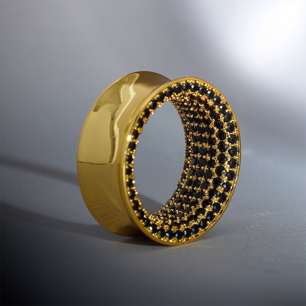 Black Zircon S925 Silver Stars Shining Ear Gauge Tunnel(2Pcs) - AKAK BODYJEWELRY - ear - tunnel