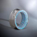 Blue Moissanite 14K White Gold Stars Shining Tunnel(2Pcs) - AKAK BODYJEWELRY - ear - tunnel