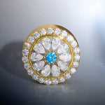 Blue Sea Daisy Zircon 14K Ear Gauge Tunnel (2Pcs) - AKAK BODYJEWELRY - ear - tunnel