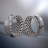 Checkerboard Moissanite 14K White Gold Tunnel(2pcs) - AKAK BODYJEWELRY - ear - tunnel