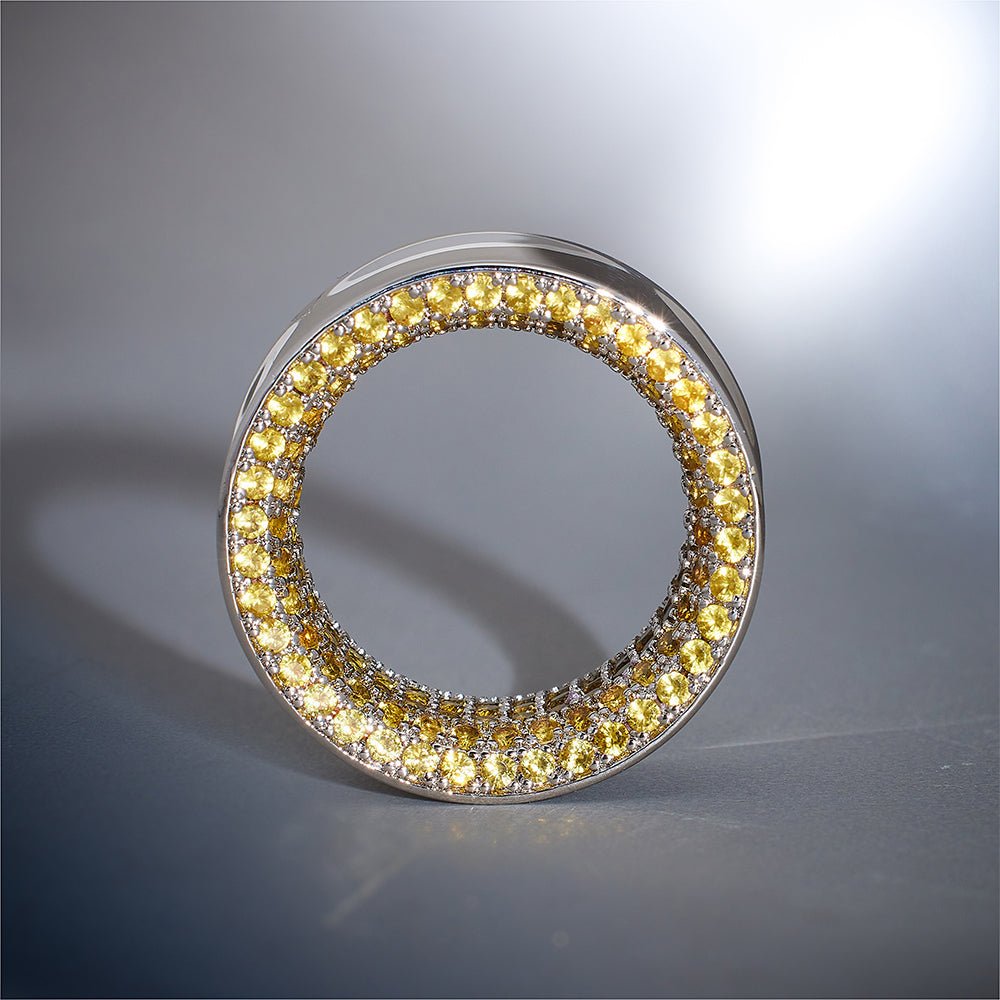 Citrine S925 Silver Stars Shining Tunnel (2Pcs) - AKAK BODYJEWELRY - ear - tunnel
