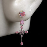 Titanium CZ Rose Cross Dangle Piercing Jewelry | 1PC