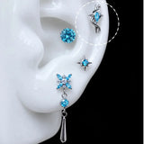 Titanium Blue CZ Celestial Statement Piercing Jewelry | 1PC Sold Individually