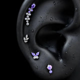 Titanium Lavender CZ Nature-Inspired Piercing Jewelry | 1PC