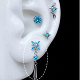 Titanium Blue CZ Celestial Statement Piercing Jewelry | 1PC Sold Individually
