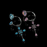 Titanium CZ Rose Cross Dangle Piercing Jewelry | 1PC