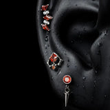 Titanium Red CZ Dark Gothic Piercing Jewelry | 1PC Sold Individually