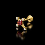 Titanium Gothic Red Cubic Zirconia Piercing Jewelry | 1PC