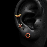Titanium Gothic Red Cubic Zirconia Piercing Jewelry | 1PC