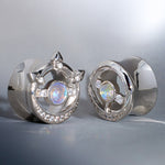 Crown of Moonlight Zircon S925 Ear Gauge Tunnel (2Pcs) - AKAK BODYJEWELRY - ear - tunnel
