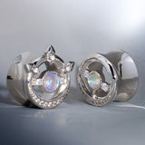 Crown of Moonlight Zircon S925 Ear Gauge Tunnel (2Pcs) - AKAK BODYJEWELRY - ear - tunnel