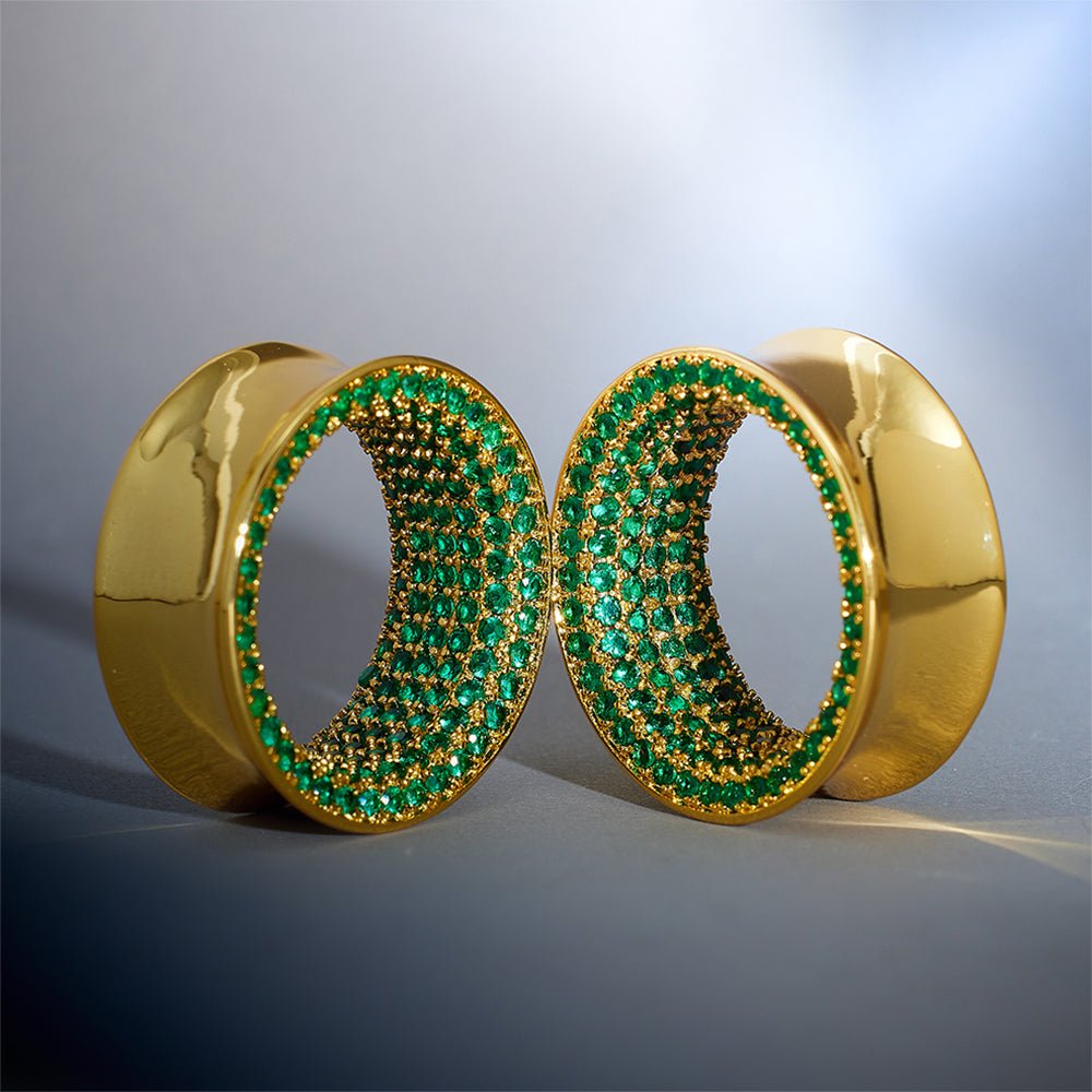 Emerald S925 Silver Stars Shining Tunnel(2Pcs) - AKAK BODYJEWELRY - ear - tunnel