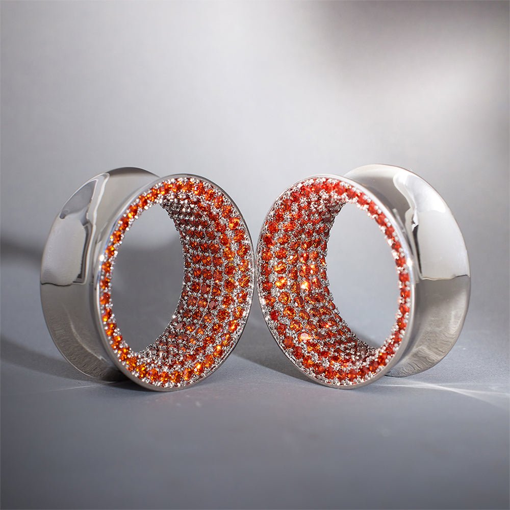 Garnet S925 Silver Stars Shining Ear Gauge Tunnel (2Pcs) - AKAK BODYJEWELRY - ear - tunnel