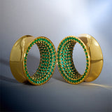 Green Zircon S925 Silver Stars Shining Tunnel(2Pcs) - AKAK BODYJEWELRY - ear - tunnel