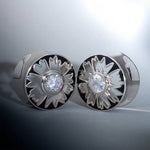 Magnificent Flower Moissanite 14K Ear Gauge Tunnel (2Pcs) - AKAK BODYJEWELRY - ear - tunnel