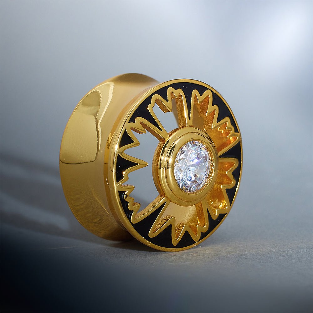 Magnificent Flower Zircon S925 Silver Ear Gauge Tunnel (2Pcs) - AKAK BODYJEWELRY - ear - tunnel