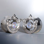 Moonshadow Zircon S925 Silver Ear Gauge Tunnel (2Pcs) - AKAK BODYJEWELRY - ear - tunnel