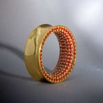 Orange Red Moissanite 14K Gold Stars Shining Ear Gauge Tunnel(2Pcs) - AKAK BODYJEWELRY - ear - tunnel