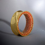 Orange Red Zircon 8K Stars Shining Ear Gauge Tunnel (2Pcs) - AKAK BODYJEWELRY - ear - tunnel
