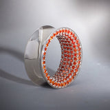 Orange Red Zircon S925 Silver Stars Shining Ear Gauge Tunnel (2Pcs) - AKAK BODYJEWELRY - ear - tunnel