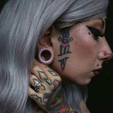 Pink Moissanite 8K Stars Shining Tunnel (2Pcs) - AKAK BODYJEWELRY - ear - tunnel