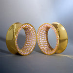 Pink Zircon 14K Gold Stars Shining Tunnel(2Pcs) - AKAK BODYJEWELRY - ear - tunnel